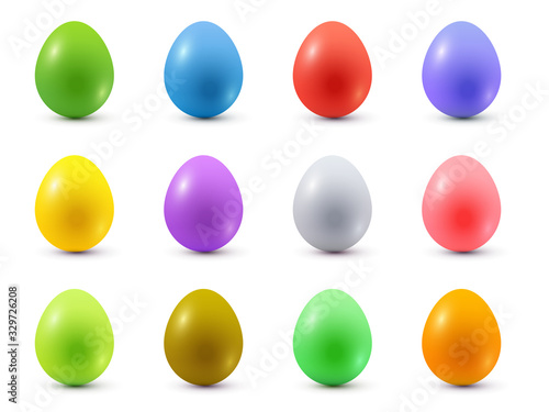Set of colored easter eggs. Isolated over white background. Vector illustration.