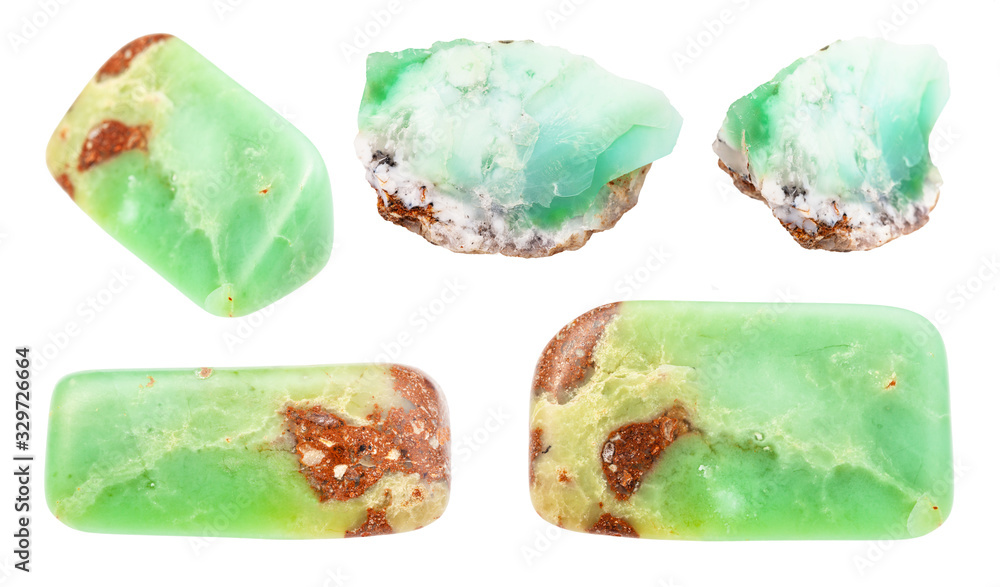 set of various Chrysoprase gemstones isolated set of various Chrysoprase gemstones isolated
