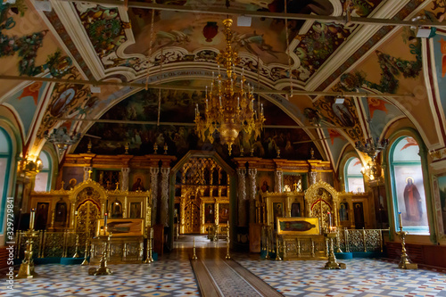 Interior of St. Sergius refectory church of Trinity Lavra of St. Sergius in Sergiev Posad  Russia