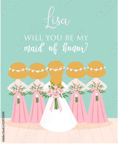 Maid of honor proposal card for wedding invitation card template design