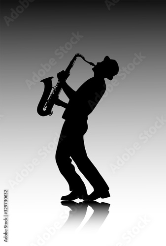 male saxophonist silhouette
