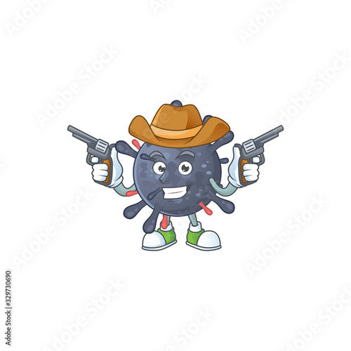 Cool cowboy cartoon design of coronavirus epidemic holding guns