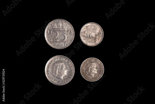 Netherlands 10 and 25 cent antique coin Juliana Koningin DER Nederlanden.
