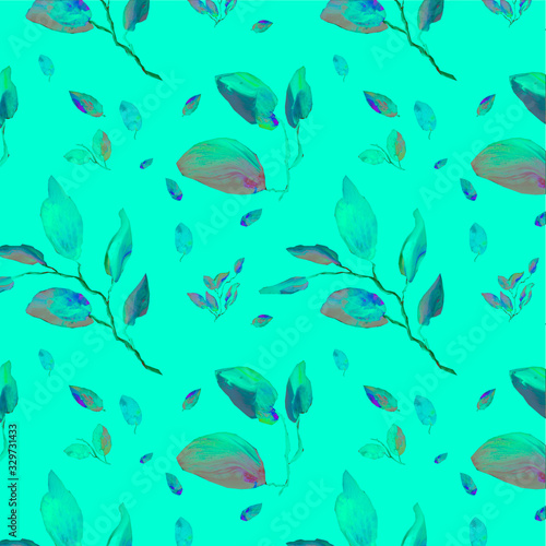  Colorful wallpaper, seamless patterns with colorful leaves painted by paints