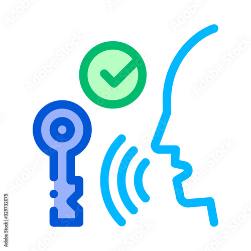 Security System Voice Control Icon Vector Thin Line. Contour Illustration