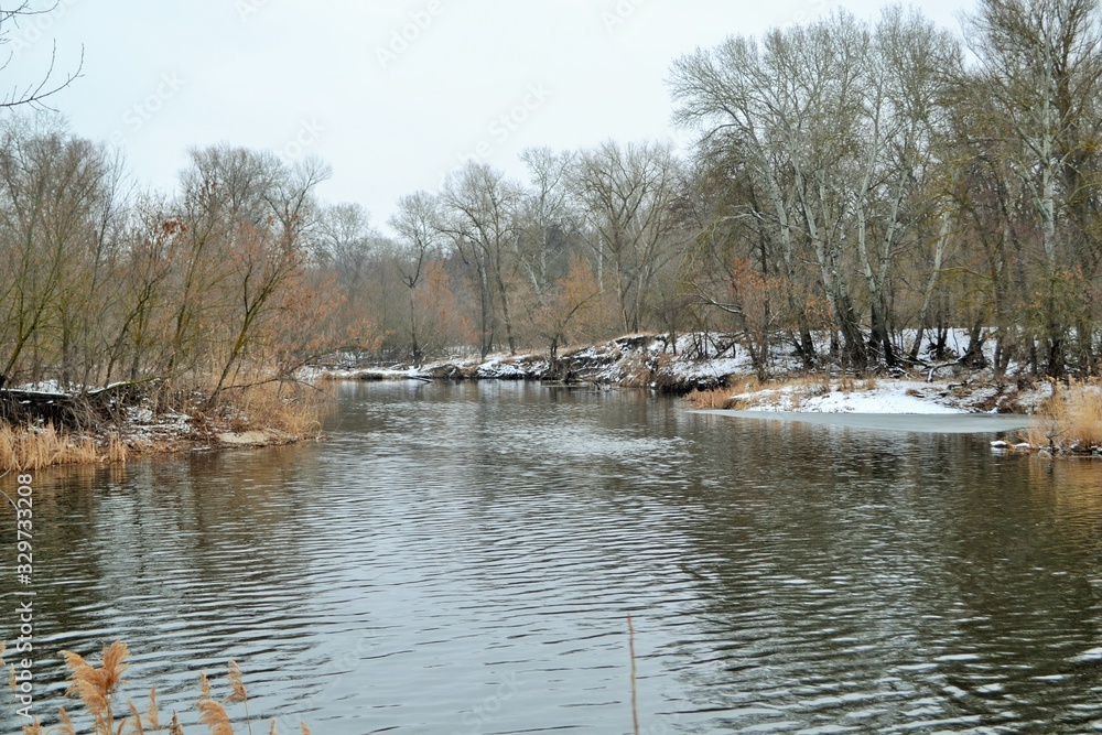 A small river in the spring without ice. A small river in the spring without ice.