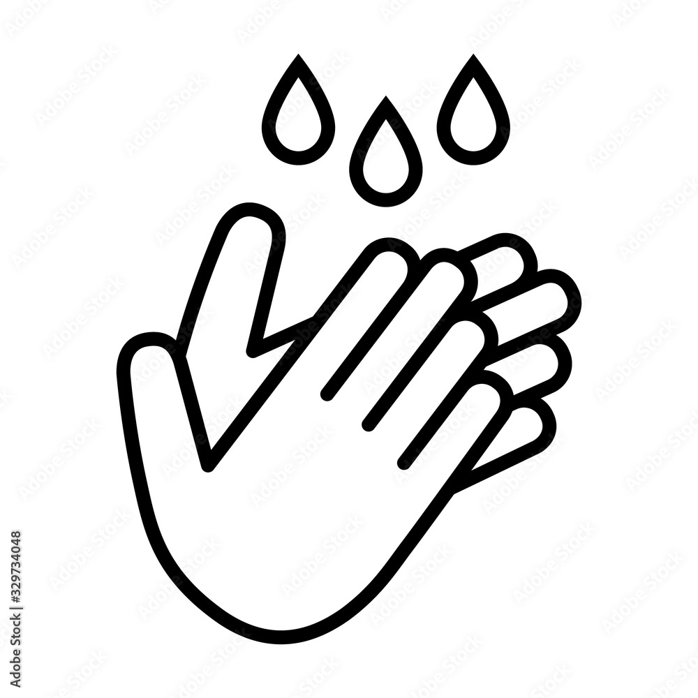 Wash / washing hands to keep clean line art vector icon for websites and print - obrazy, fototapety, plakaty 