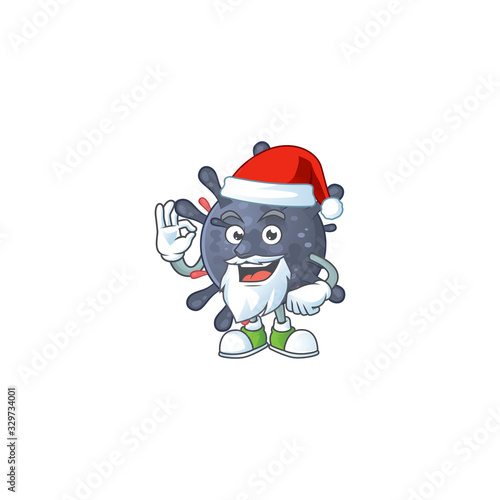 Coronavirus epidemic cartoon character of Santa showing ok finger © kongvector