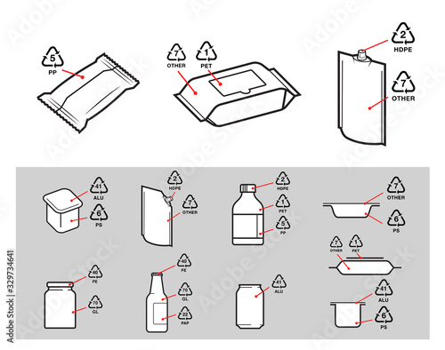Package recycling information. Vector illustration. Ready for your design. EPS10.	