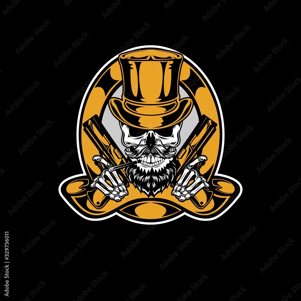 Obraz premium mafia skull with classic style ribbons