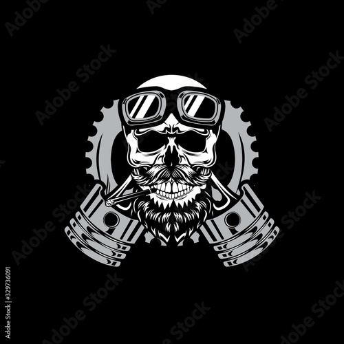 automotive-themed skull illustration