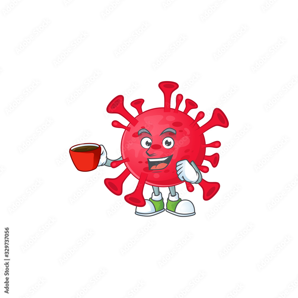 Fototapeta premium Coronavirus amoeba mascot design style showing an Okay gesture