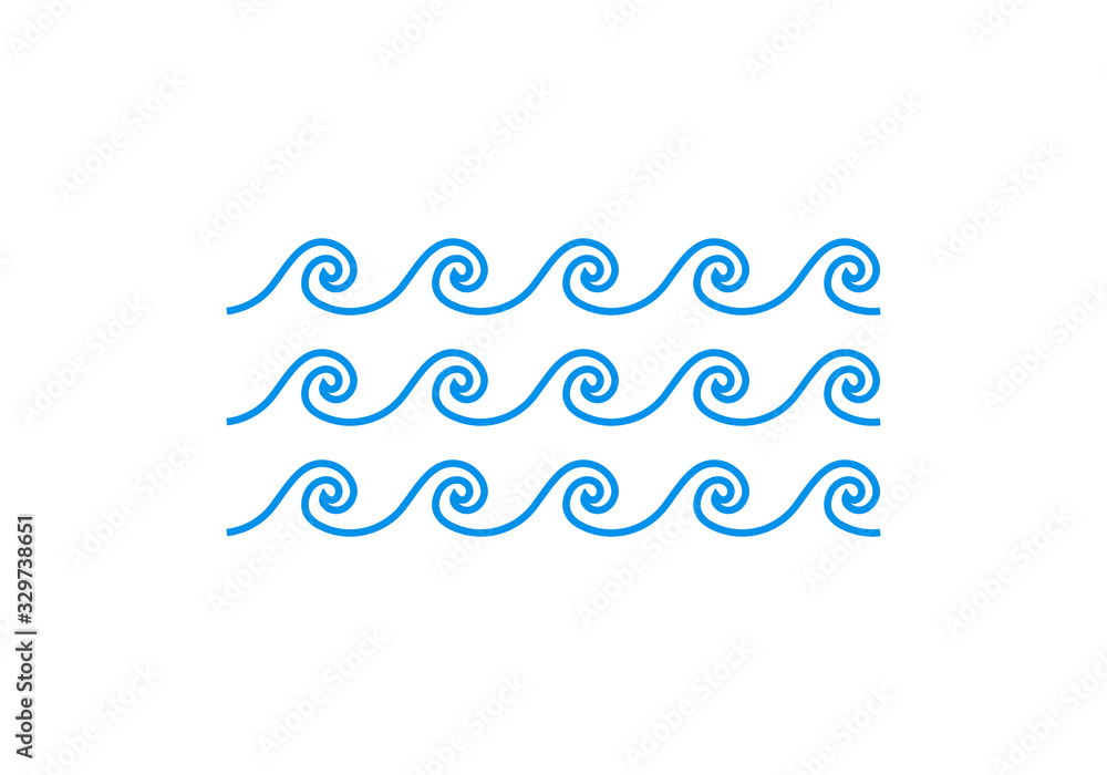 Wave line icon. Water sign. Sea and ocean logo. Vector illustration. Wave line icon. Water sign. Sea and ocean logo. Vector illustration.