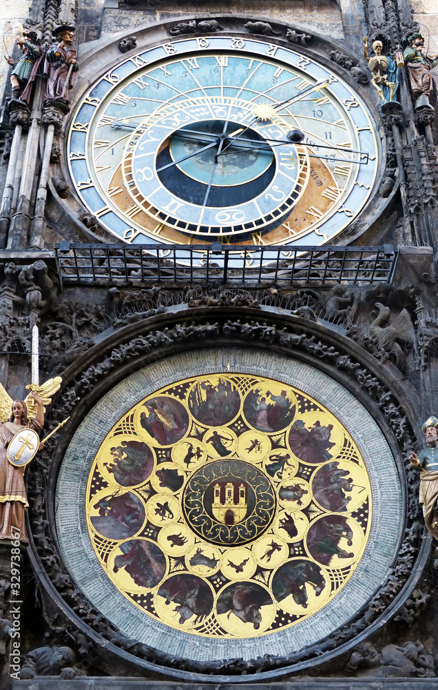 Astronomical clock of in old town square of Prague, Czech Republic