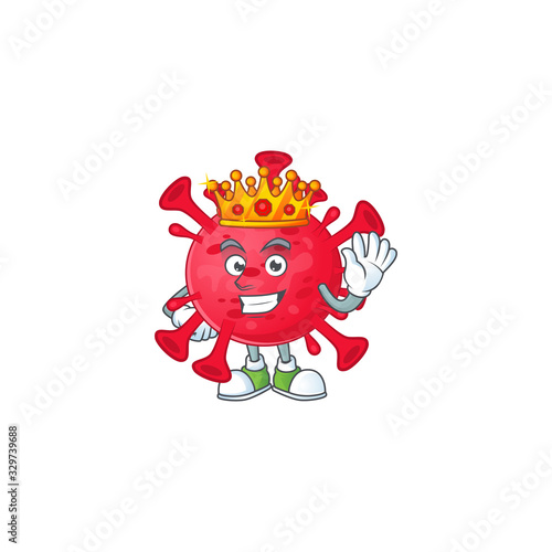 A Charismatic King of coronavirus amoeba cartoon character design