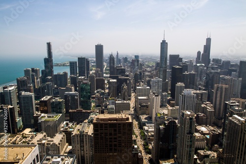Aerial view of Chicago skyline at daytime  Illinois  USA