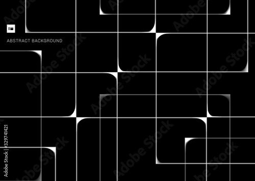 Abstract pattern white intersecting geometric lines overlapping on black background.