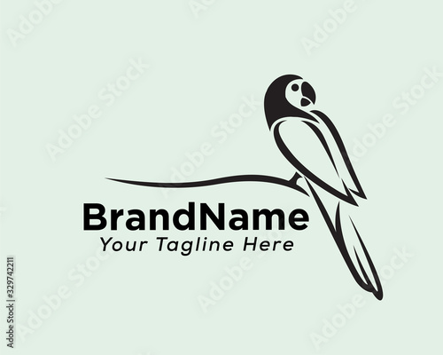 Black parrots art logo design inspiration