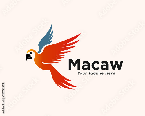Flying parrots art logo design inspiration