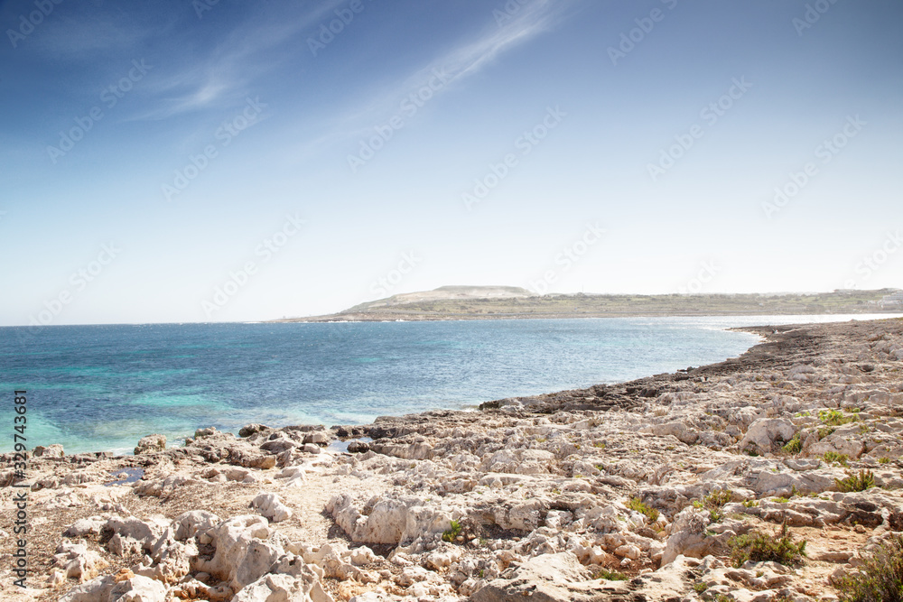 Seascape near Qawra Point Beach in Malta