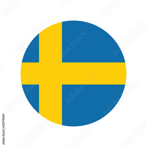 Sweden flag icon, Round sweden flag icon, Round sweden flag vector icon isolated, sweden flag button.