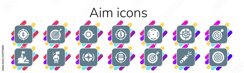 Modern Simple Set of aim Vector filled Icons Modern Simple Set of aim Vector filled Icons
