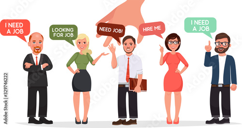 Hr Hand Pick Businessman Of Group Of Business People Candidate Recruitment Concept Flat Vector Illustration