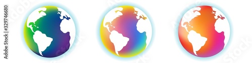 a hypothetical change in the color of our planet as a result of climate warming.  		the blue planet turns into a red ball. vector illustration. EPS 10.