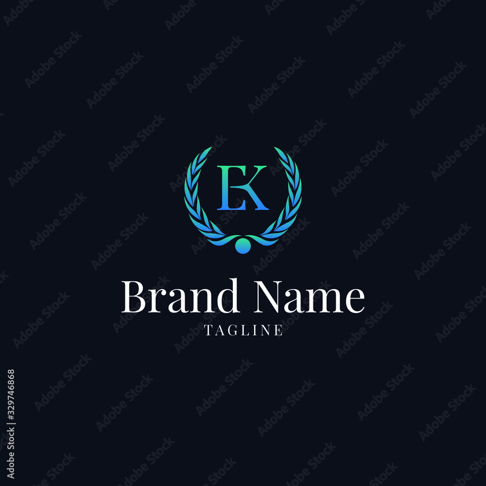 modern wheat EK elegance luxury logo blue modern wheat EK elegance luxury logo blue