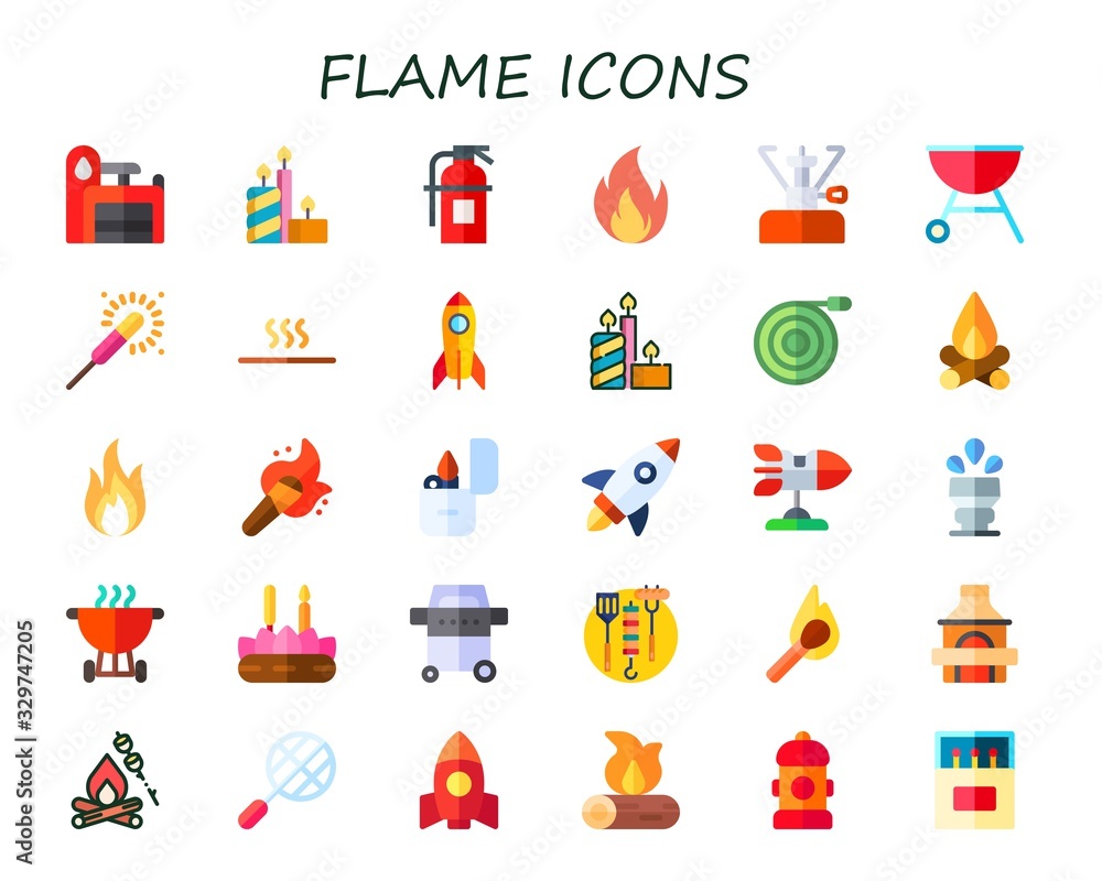 Modern Simple Set of flame Vector flat Icons Modern Simple Set of flame Vector flat Icons