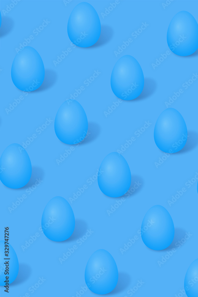 Creative minimal composition of painted eggs. Vertical Easter pattern. Spring holidays. 3D rendering.