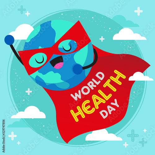 World health day wallpaper flat design with super globe