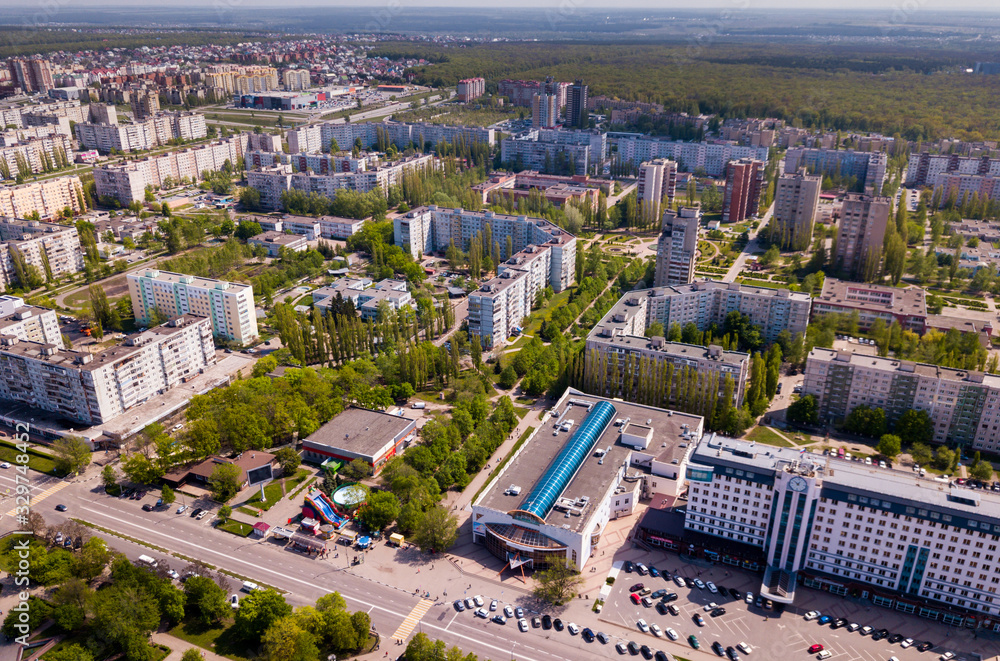 Aerial view of typical buildings at residential district. City Old Oskol. Russia