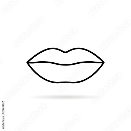 thin line lips icon isolated on white