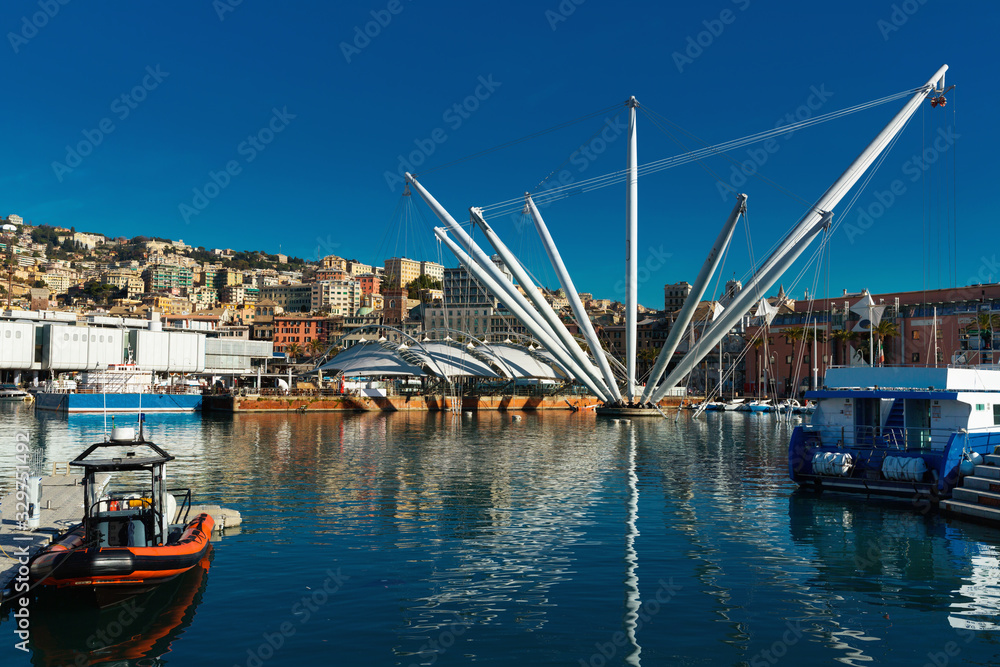 View on Old Port of Genoa in Italy