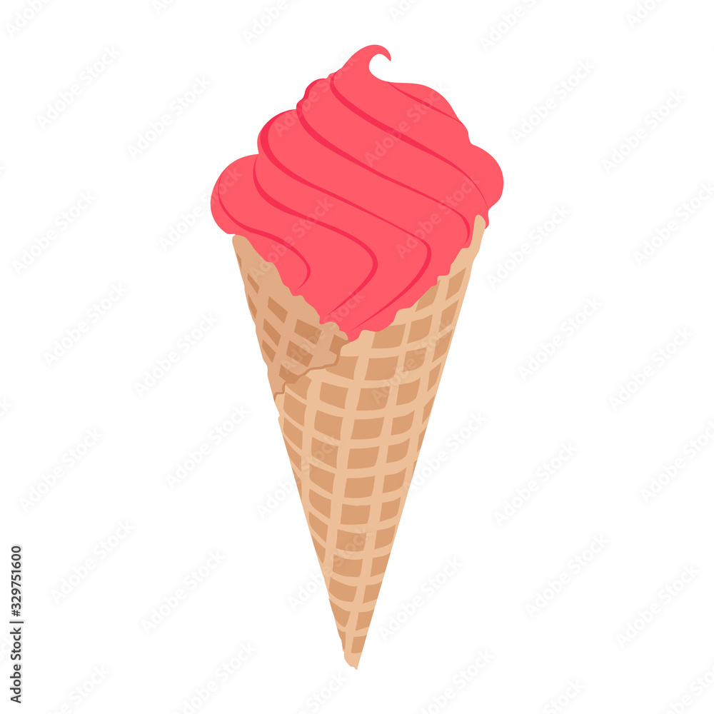 Ice cream in wafer cone vector isolated on white background. Ice cream in wafer cone vector isolated on white background.