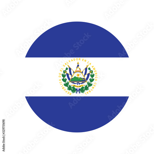 El Salvador Flag Button, News Concept Badge, 3d illustration on white background, round flag of El Salvador.