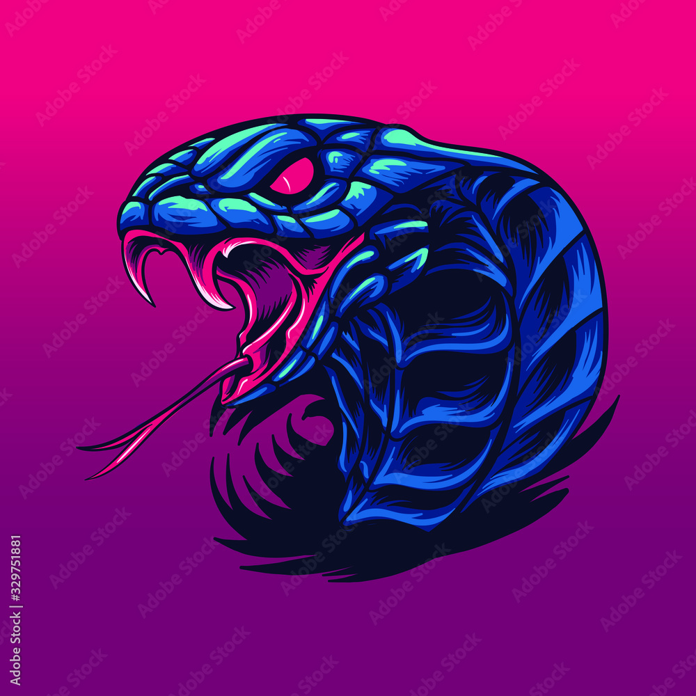 King cobra snake wild beast illustration