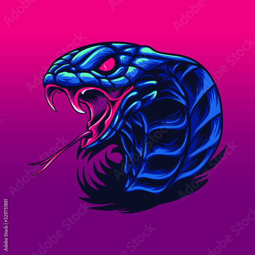 King cobra snake wild beast illustration
