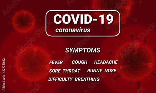 Symptoms of COVID-19 Wuhan Novel coronavirus 2019-nCoV. Concept of coronavirus COVID nCoV biohazard danger.