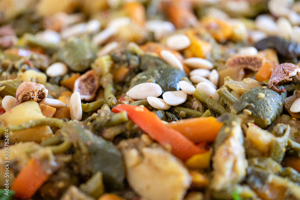 Detail of a cold vegan and vegetarian buffet Detail of a cold vegan and vegetarian buffet