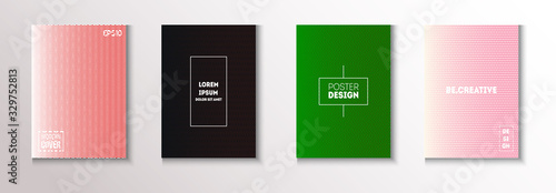 Folded Minimal Cover Vector Set. 80s Neon Music Poster. Light 