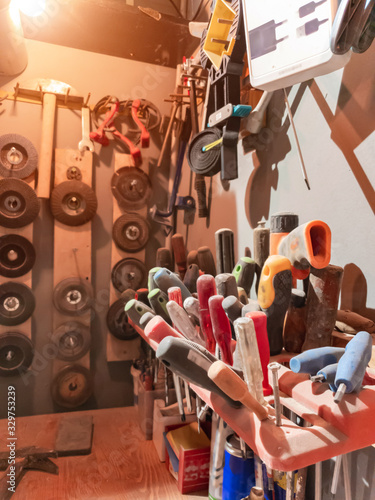 Wallpaper Mural Retro / vintage workshop with misc. tools. Torontodigital.ca