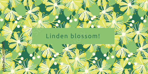 Linden tree flowers and leaves pattern