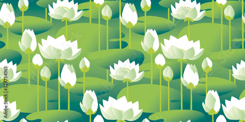 Papier peint Decorative water lily seamless pattern for background