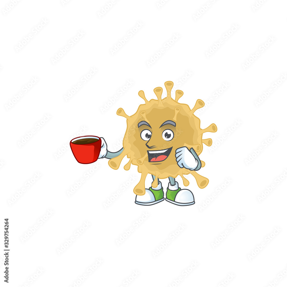 Coronavirus particle mascot design style showing an Okay gesture