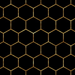 Keuken achterwand Zwart goud patronen Abstract geometric pattern with gold lines. Seamless pattern. Hexagon  © Gribanessa