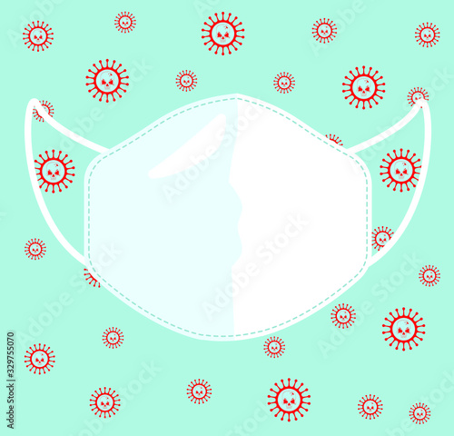 Breathing medical respiratory mask. Hospital or pollution protect face masking.