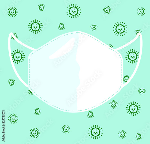 Breathing medical respiratory mask. Hospital or pollution protect face masking.