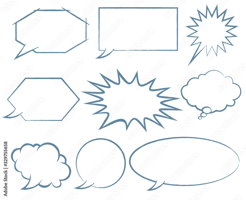 アメコミ素材セット マンガの吹き出し コメントバルーン テキストボックス 手描き Illustration Of Text Box Stock Vector Adobe Stock